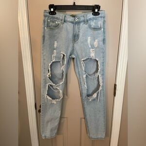 Top Trends Basic Collection We’re Denim Wear heavily distressed lt wash jeans 29
